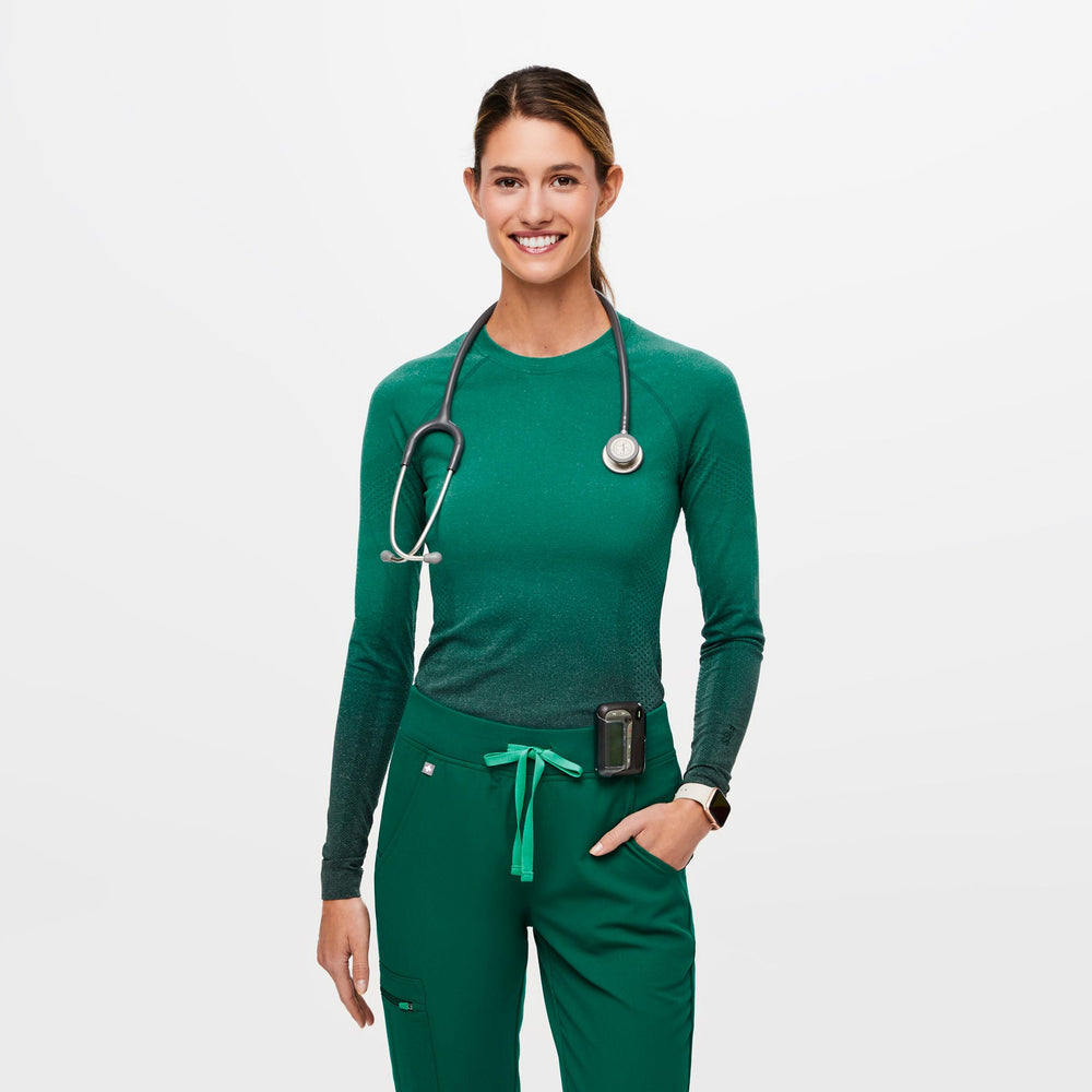 women's Ombre Hunter Green Salta Seamless - Longsleeve Underscrub