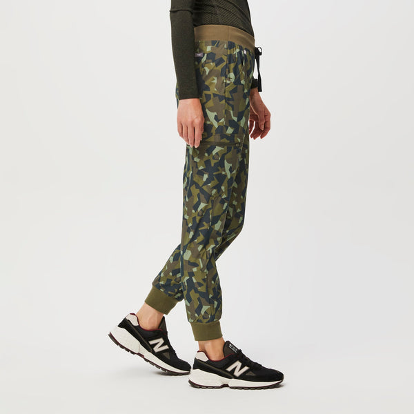 women's Camo Martini Olive Zamora™ FREEx™ - Petite Jogger Scrub Pants