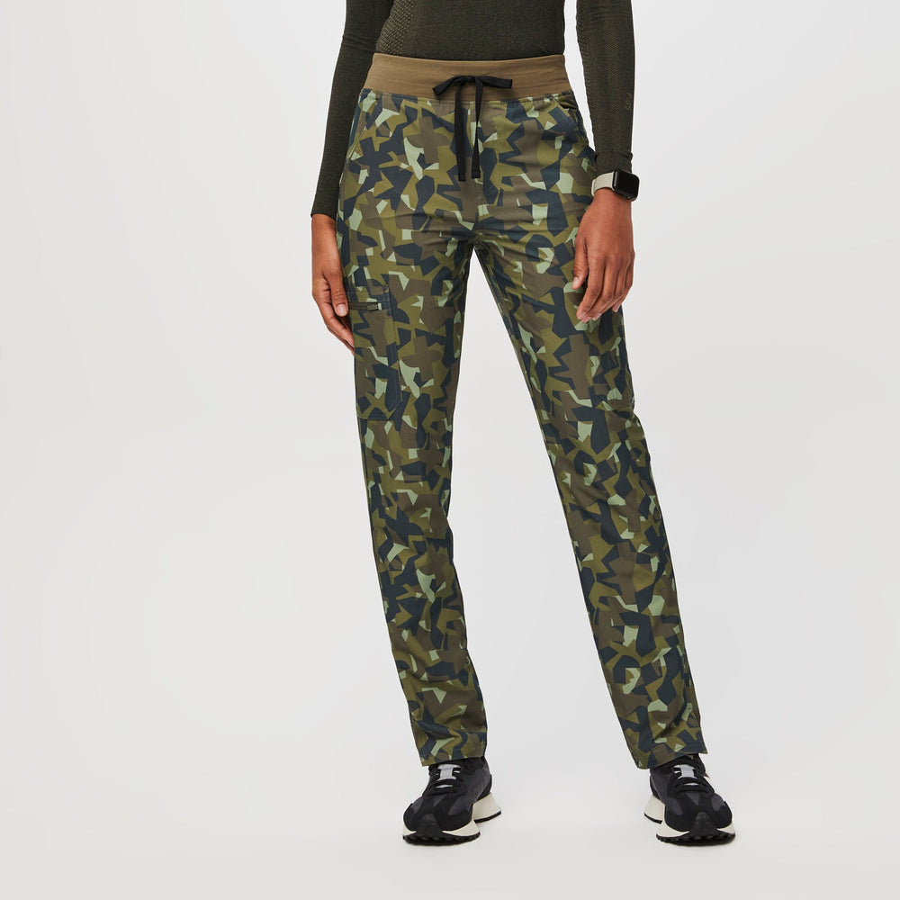 women's Camo Martini Olive High Waisted Yola™ FREEx™  - Petite Skinny Scrub Pants