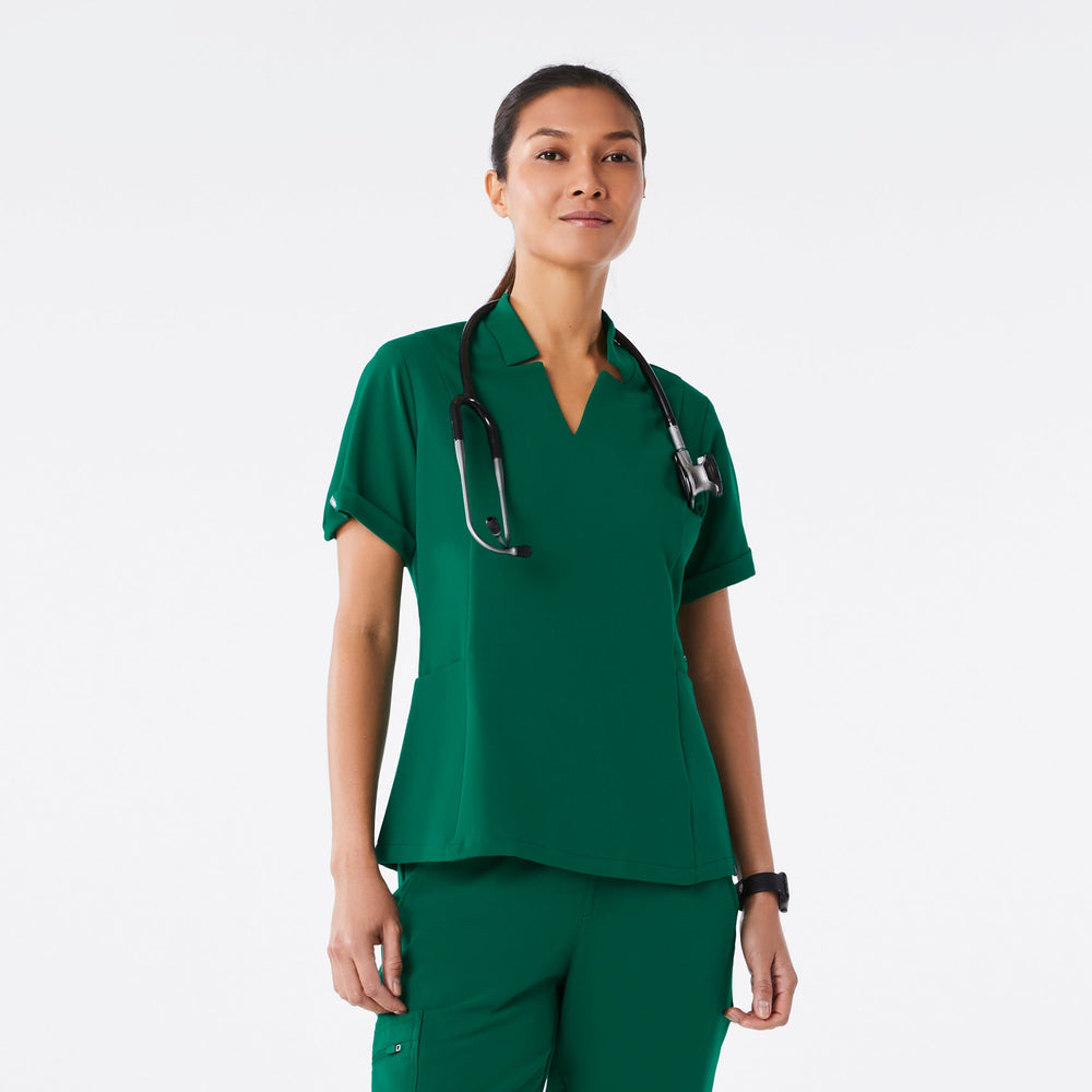 women's Hunter Green Inala - Slim Scrub Top