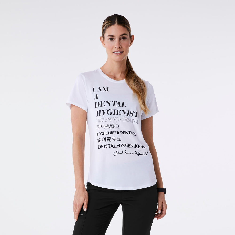 women's White Dental Hygienist Supersoft - Shortsleeve Underscrub