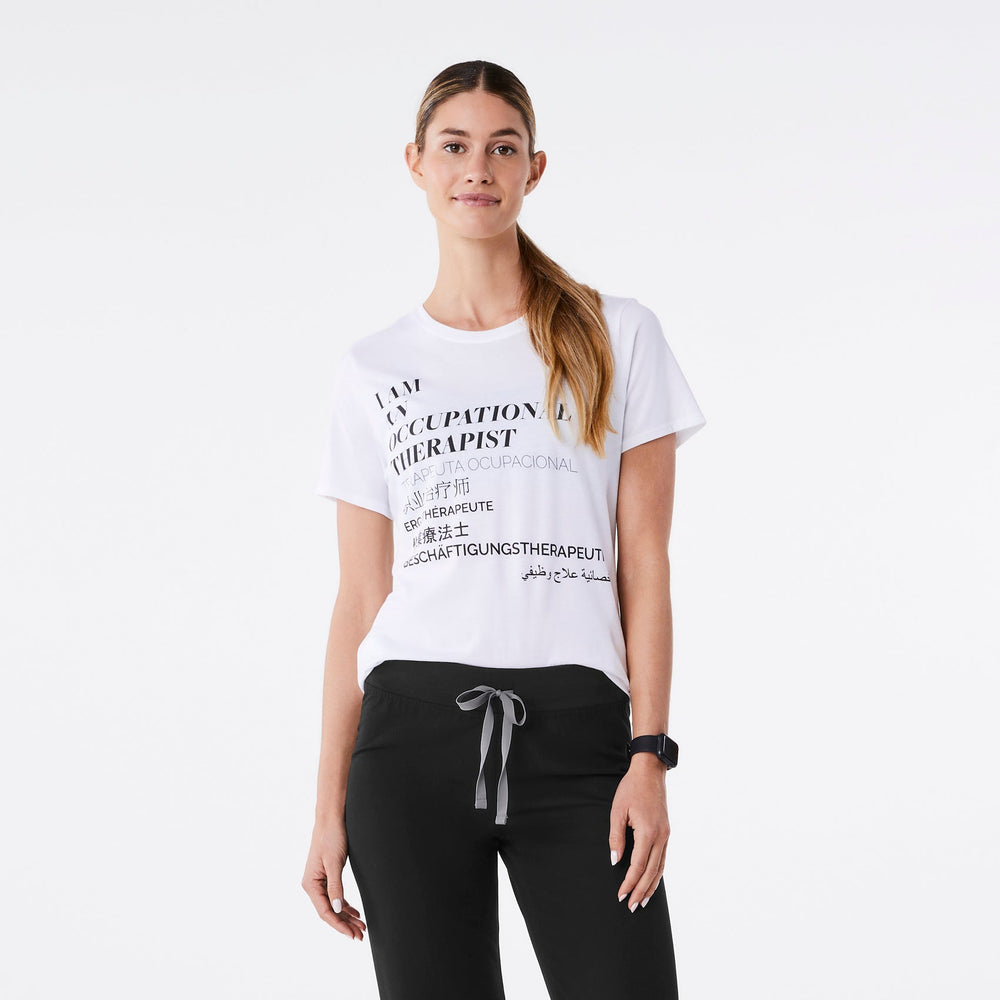 women's White Occupational Therapist Supersoft - Shortsleeve Underscrub