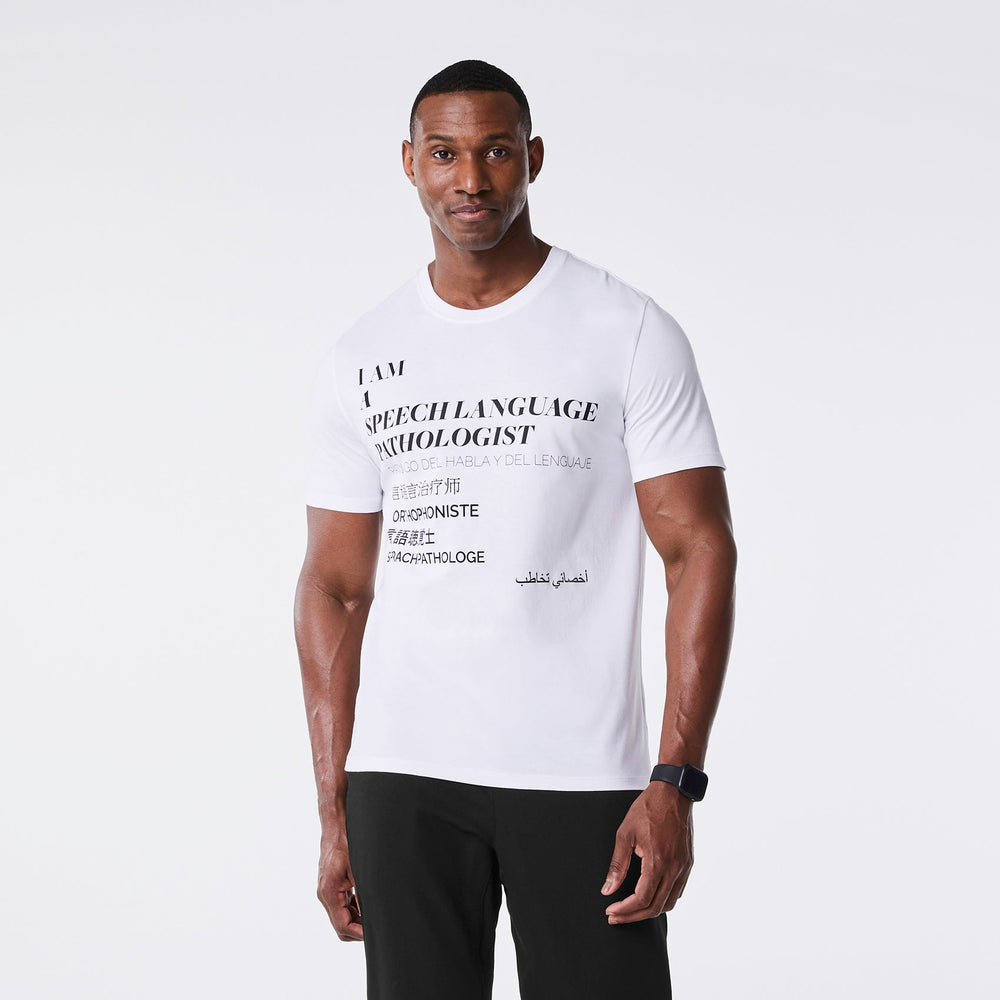 men's White Speech Language Pathologist Supersoft - Shortsleeve Underscrub