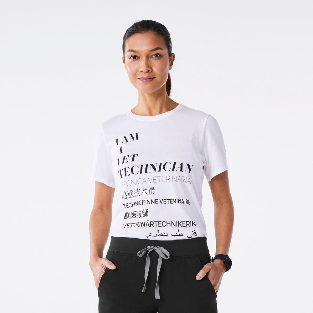 women's White Vet Technician Supersoft - Shortsleeve Underscrub