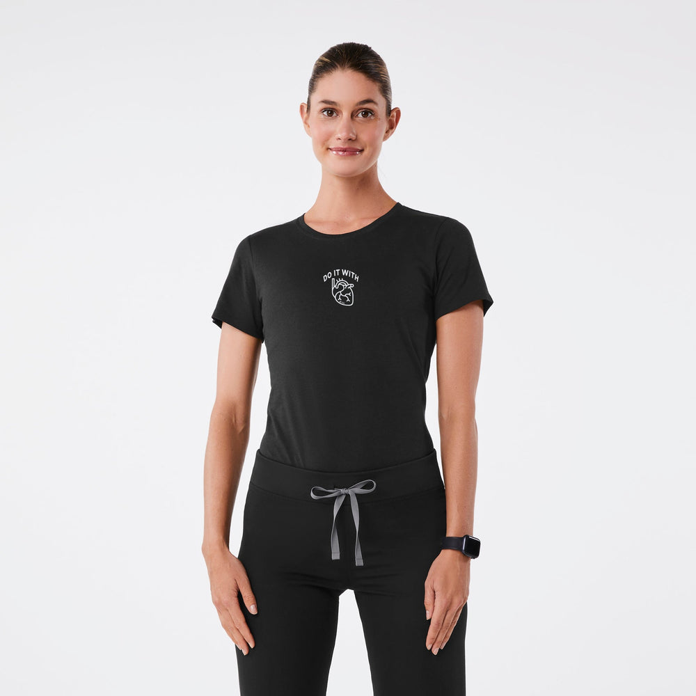 women's Black Anatomic Heart Supersoft - Shortsleeve Underscrub