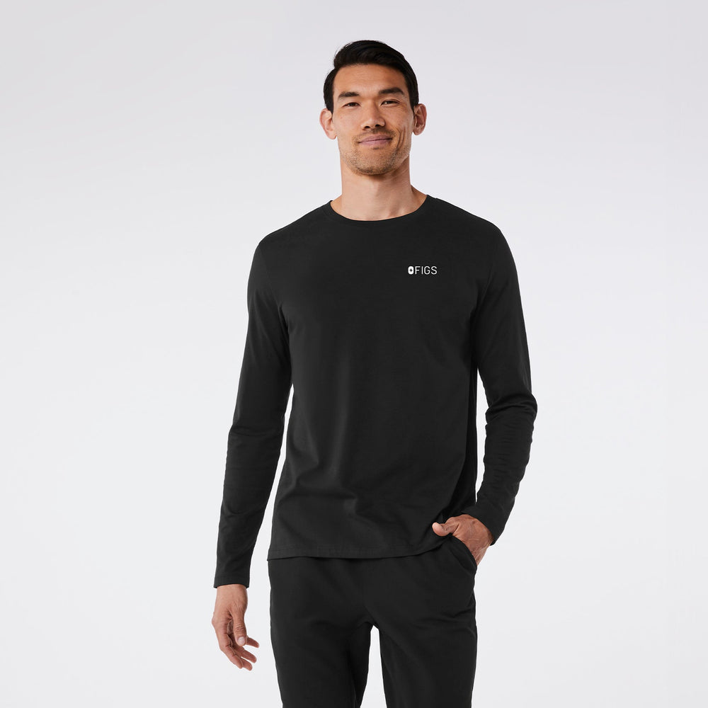 men's Black FIGS Logo Left Chest - Supersoft Longsleeve Underscrub