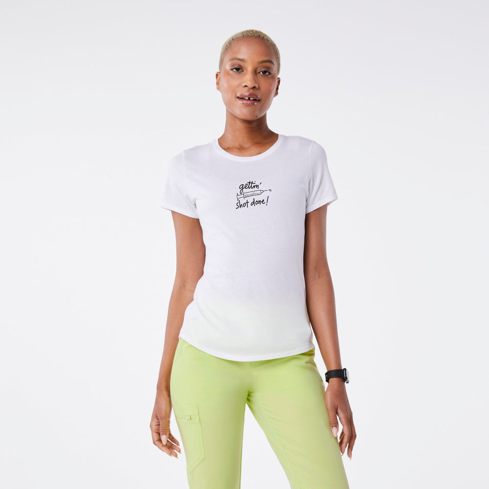 women's White Gettin' Shot Done Supersoft - Shortsleeve Underscrub