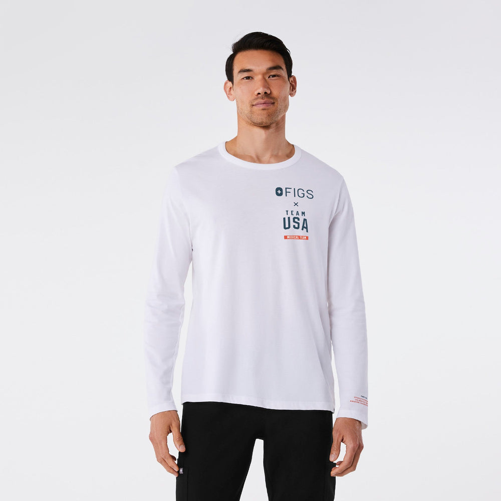 men's White FIGS x Team USA Supersoft - Longsleeve Underscrub