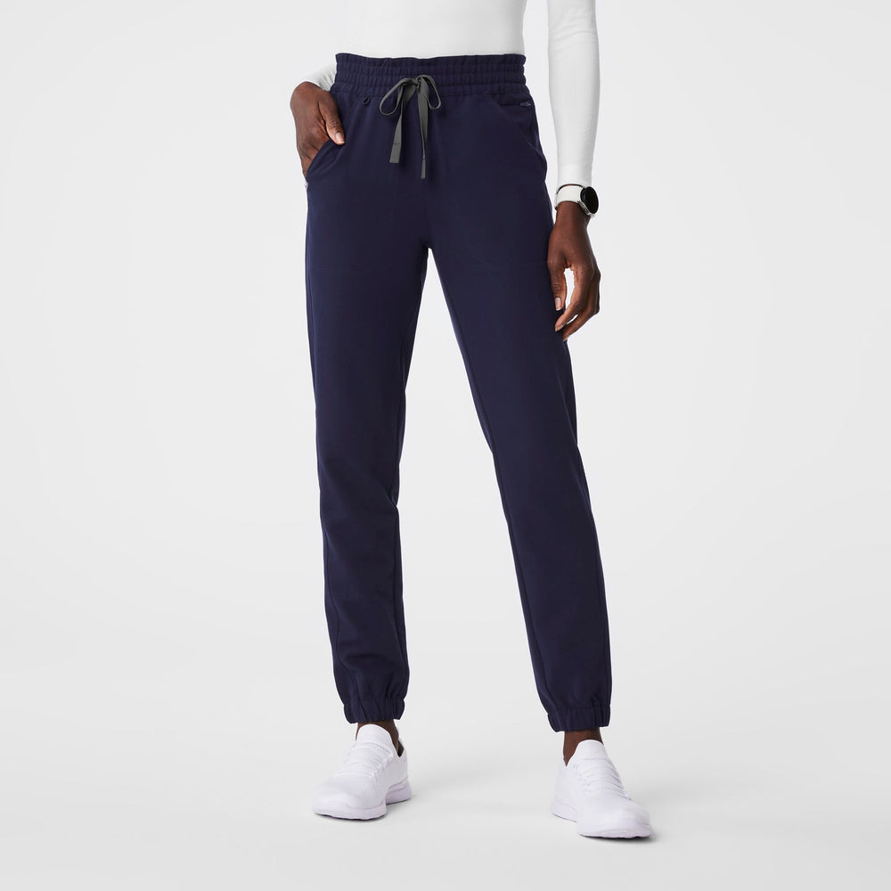 women's Navy Regina High Waisted Slim Jogger - Petite Scrub Pant