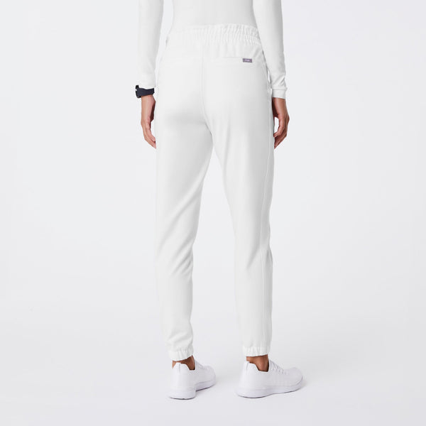 women's Optic White Regina High Waisted Slim Jogger - Petite Scrub Pant