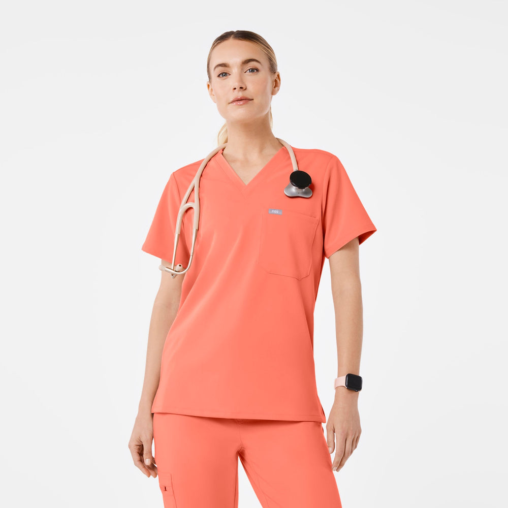women's Sunset Drift Catarina Petite - One-Pocket Scrub Top™