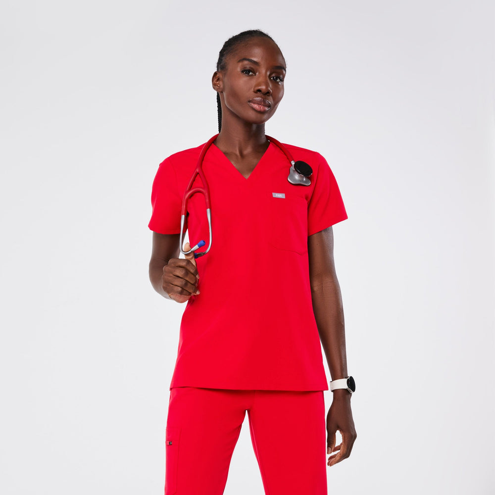 women's Pop Red Catarina - One-Pocket Scrub Top™