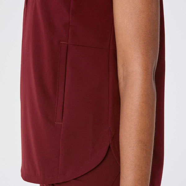 women's Burgundy Montex - Mock Neck Scrub Top