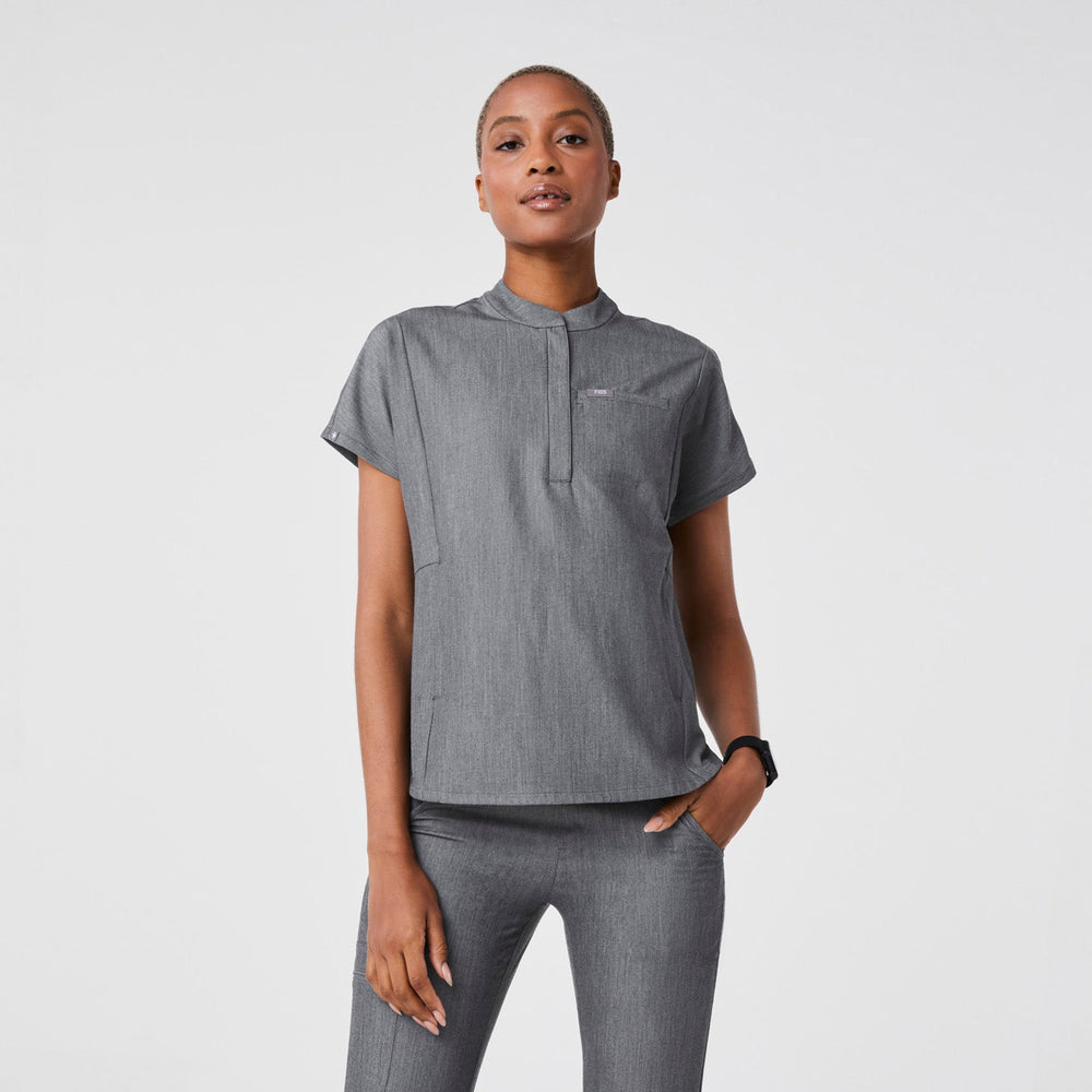 women's Graphite Montex - Mock Neck Scrub Top