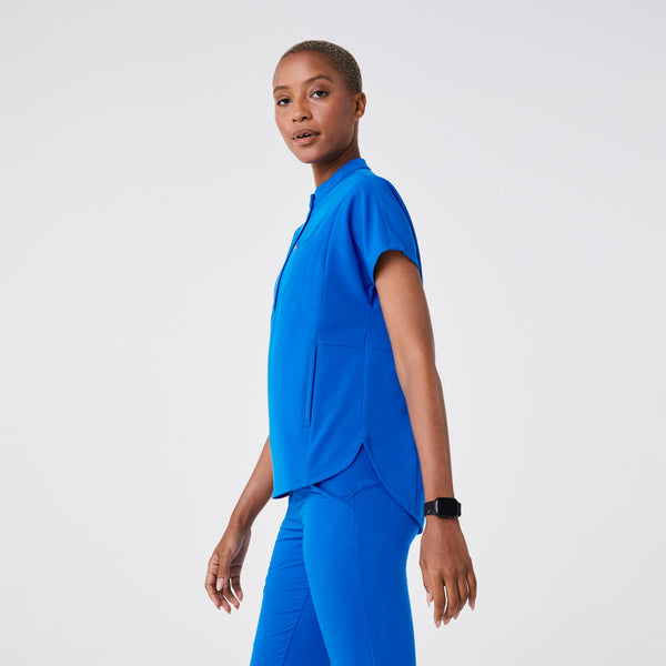 women's Royal Blue Montex - Mock Neck Scrub Top