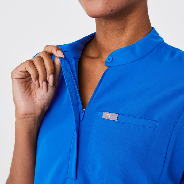 women's Royal Blue Montex - Mock Neck Scrub Top