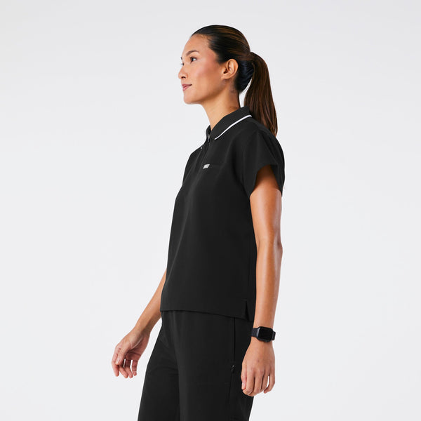 women's Black Hope Relaxed Polo - Scrub Top