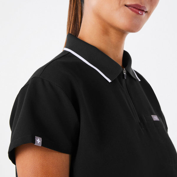 women's Black Hope Relaxed Polo - Scrub Top