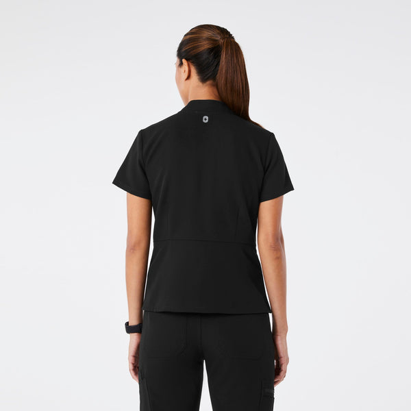 women's Black Lillian Slim V-Neck Peplum - Scrub Top