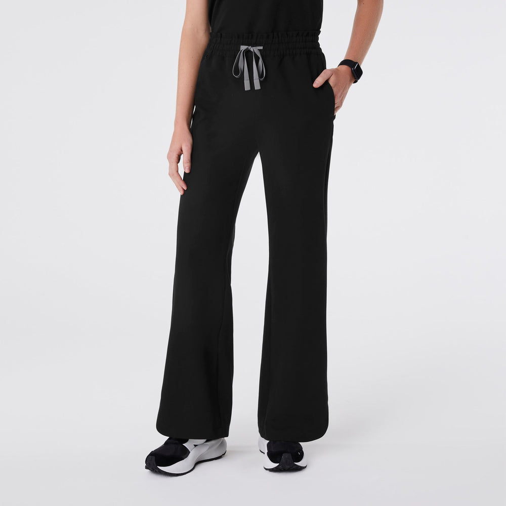 women's Black Marseille Wide Leg - Petite Scrub Pant