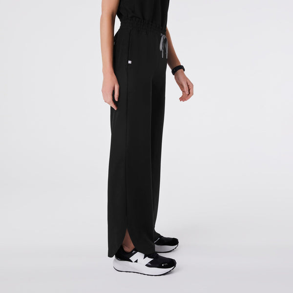 women's Black Marseille Wide Leg - Petite Scrub Pant