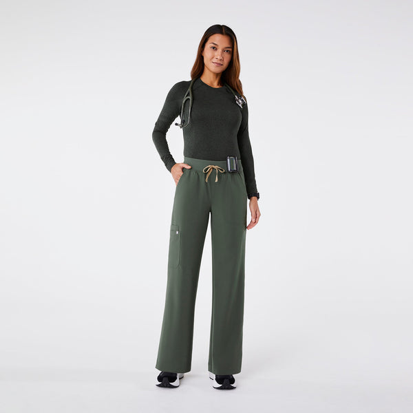 women's Moss High Waisted Isabel Wide Leg - Petite Scrub Pant