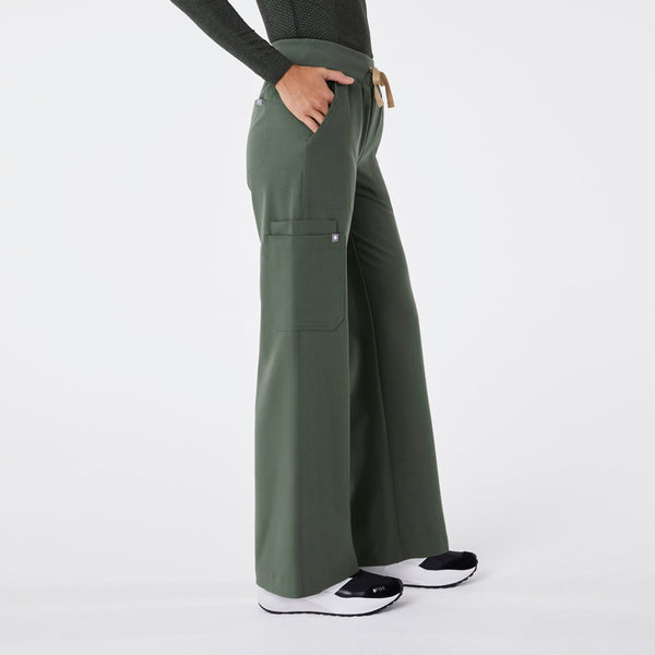 women's Moss High Waisted Isabel Wide Leg - Petite Scrub Pant