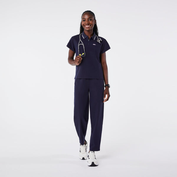 women's Navy Hope Relaxed Polo - Scrub Top