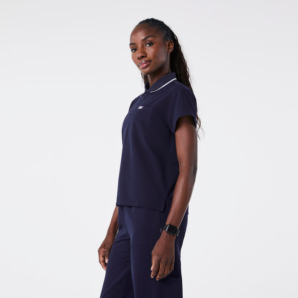 women's Navy Hope Relaxed Polo - Scrub Top