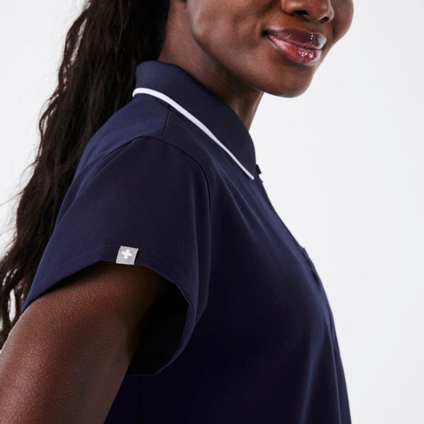 women's Navy Hope Relaxed Polo - Scrub Top