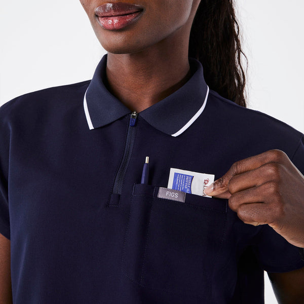 women's Navy Hope Relaxed Polo - Scrub Top