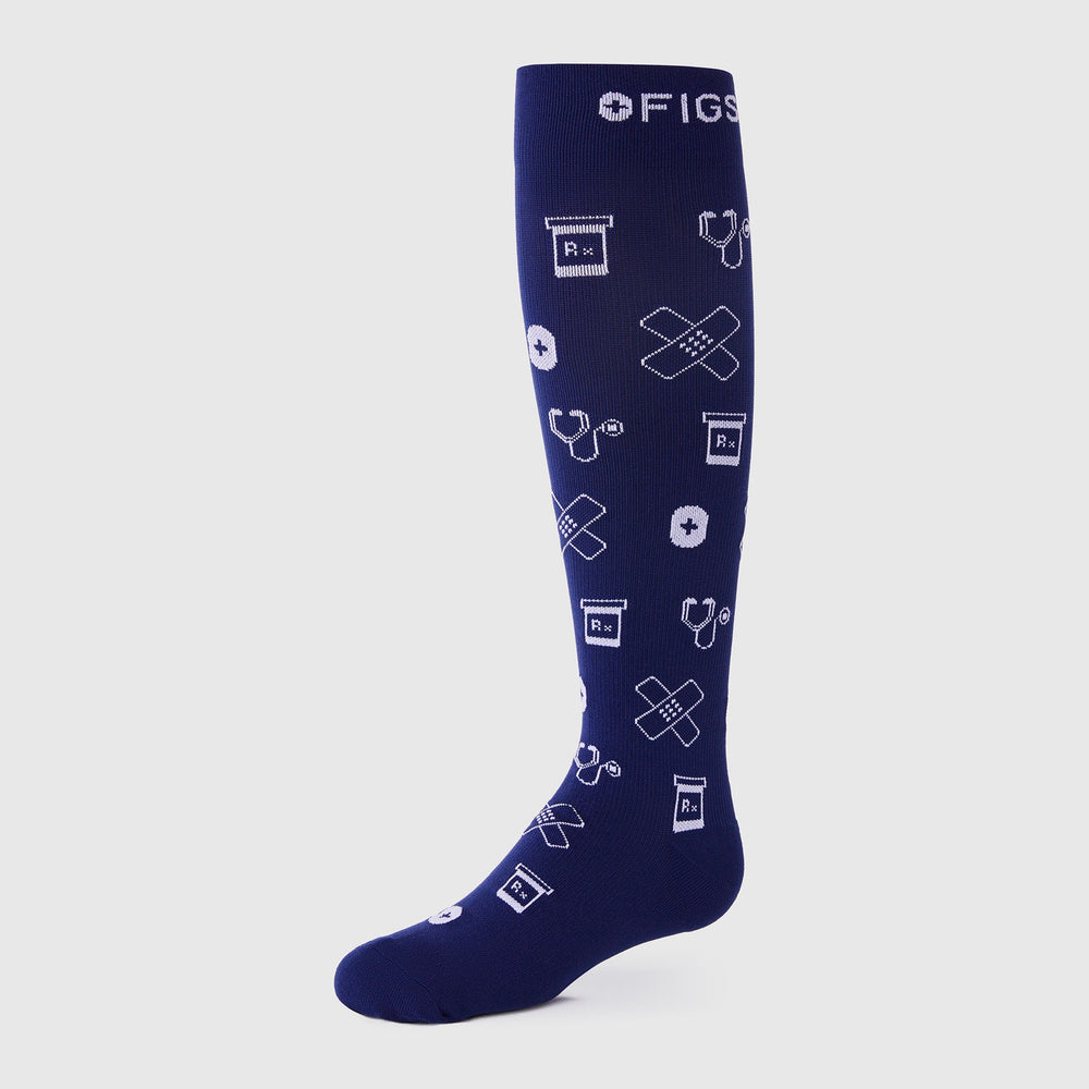 women's Navy Icon Drawings - Compression Socks