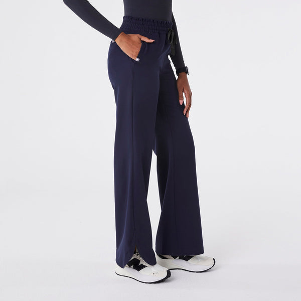 women's Navy Marseille Wide Leg - Petite Scrub Pant