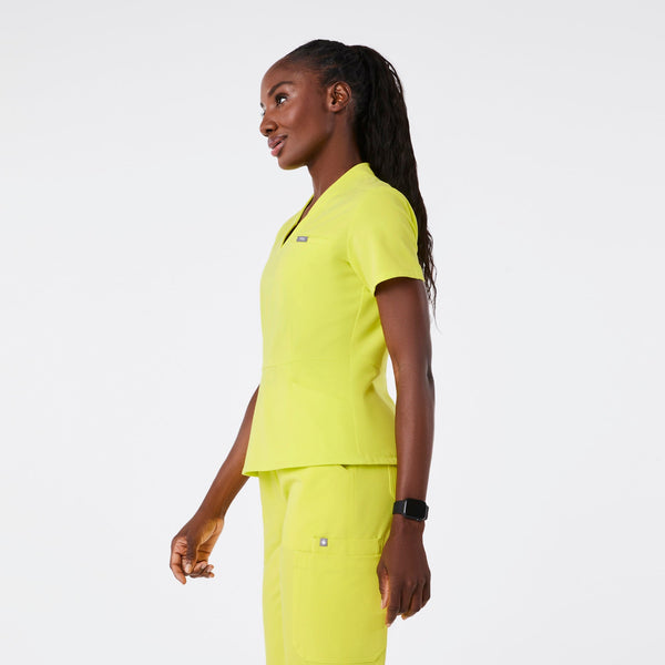 women's Serving Lime Lillian Slim V-Neck Peplum - Scrub Top