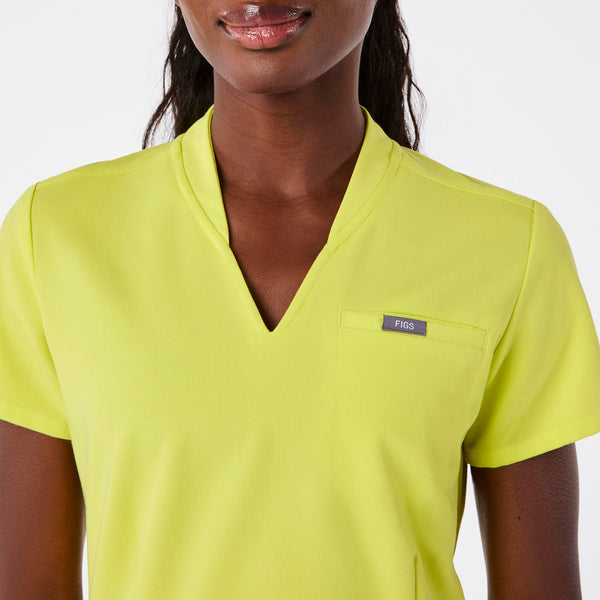 women's Serving Lime Lillian Slim V-Neck Peplum - Scrub Top