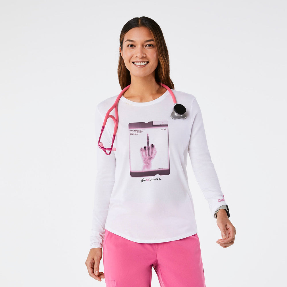 women's White F Cancer Supersoft - Longsleeve Underscrub