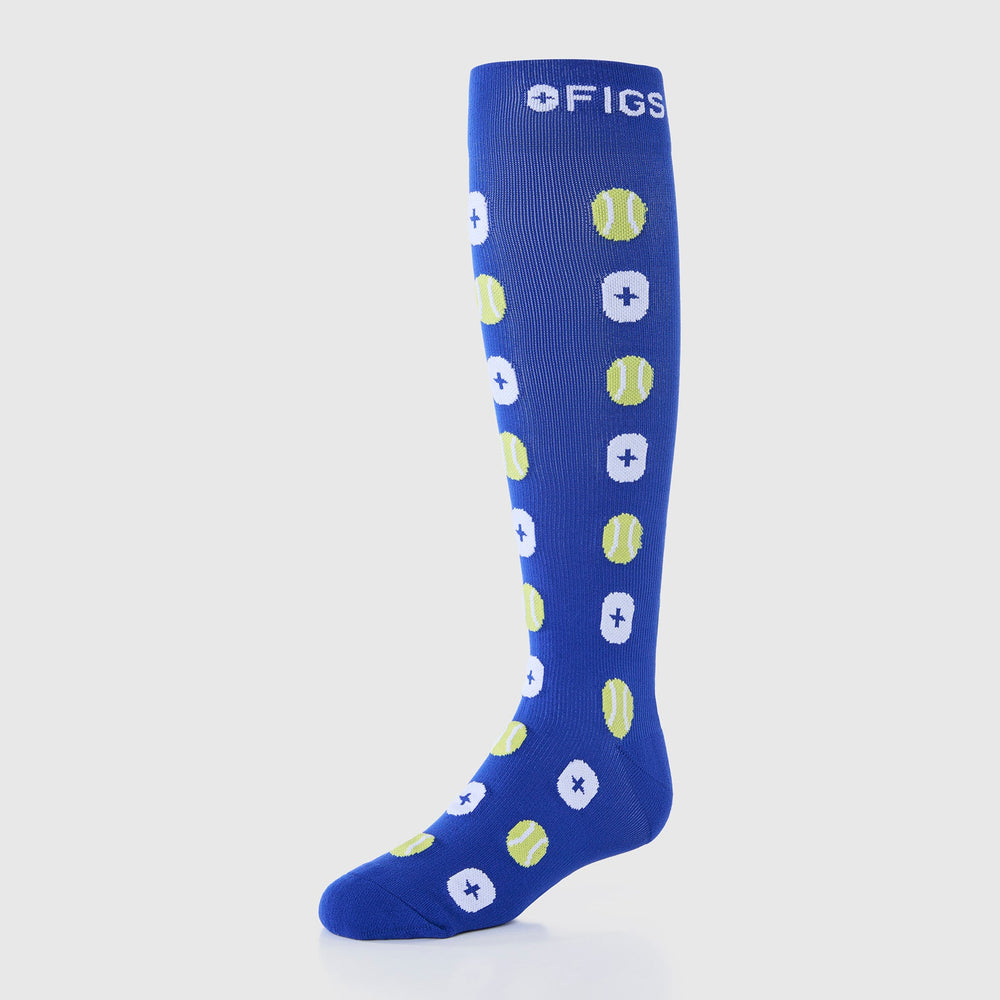 women's Winning Blue Tennis Ball All Over - Compression Socks