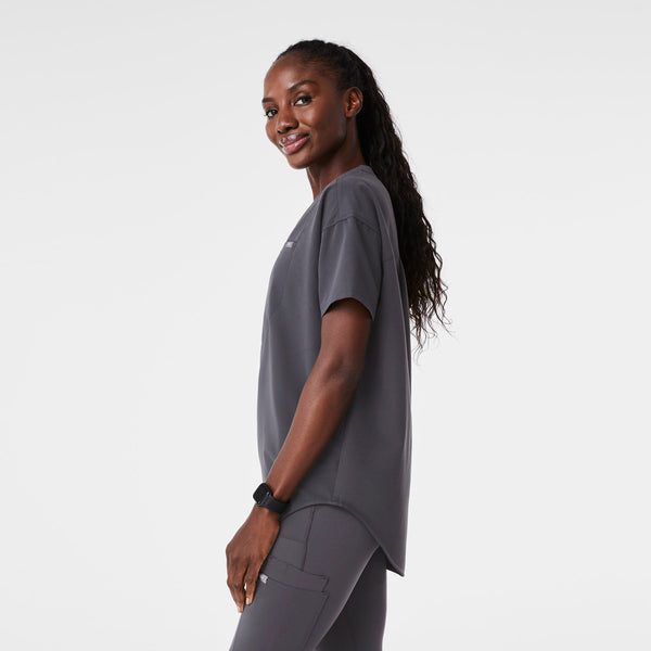 women's Charcoal Halle Shortsleeve V-Neck Tunic - Scrub Top