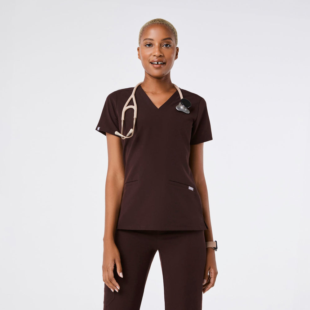 women's Espresso Casma - Three-Pocket Scrub Top‚Ñ¢