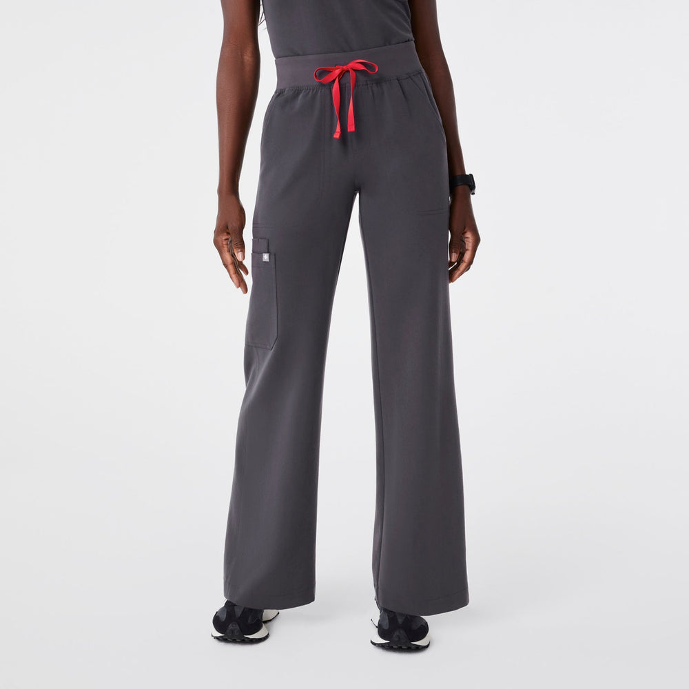 women's Charcoal High Waisted Isabel Wide Leg - Scrub Pant