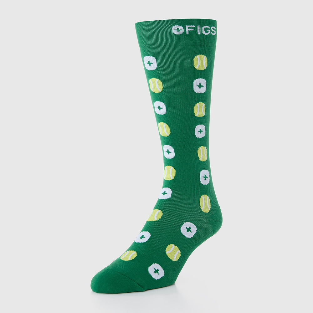 men's Match Point Green Tennis Ball All Over - Compression Socks