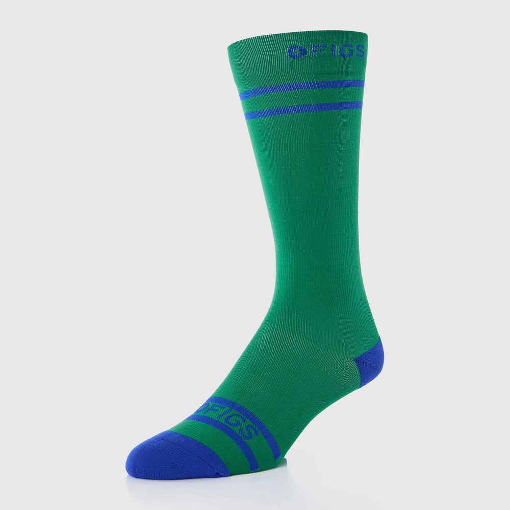 men's Match Point Green Tennis Stripe - Compression Socks