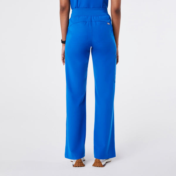 women's Royal Blue High Waisted Isabel Wide Leg - Petite Scrub Pant