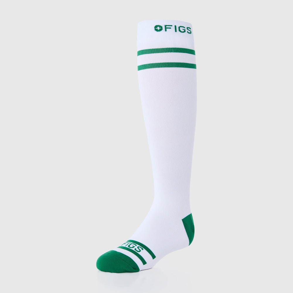 women's Bright White Tennis Stripe - Compression Socks