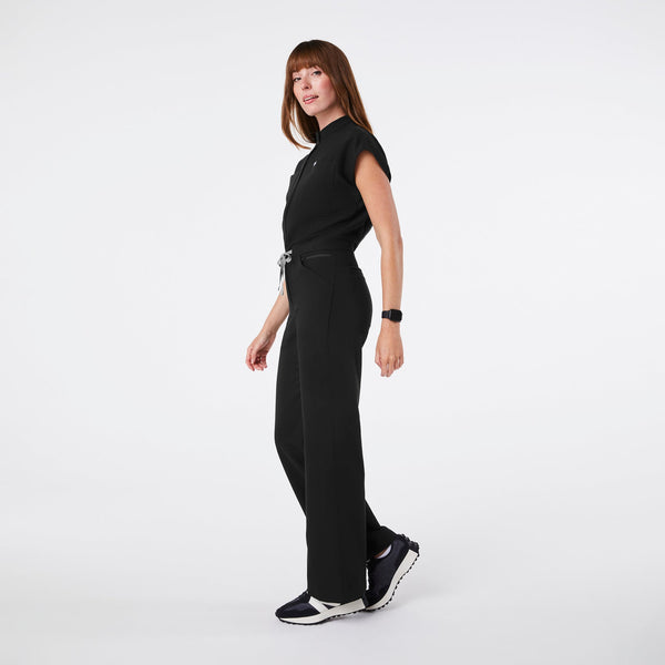 women's Black Rafaela Wide Leg - Petite ScrubJumpsuit‚Ñ¢