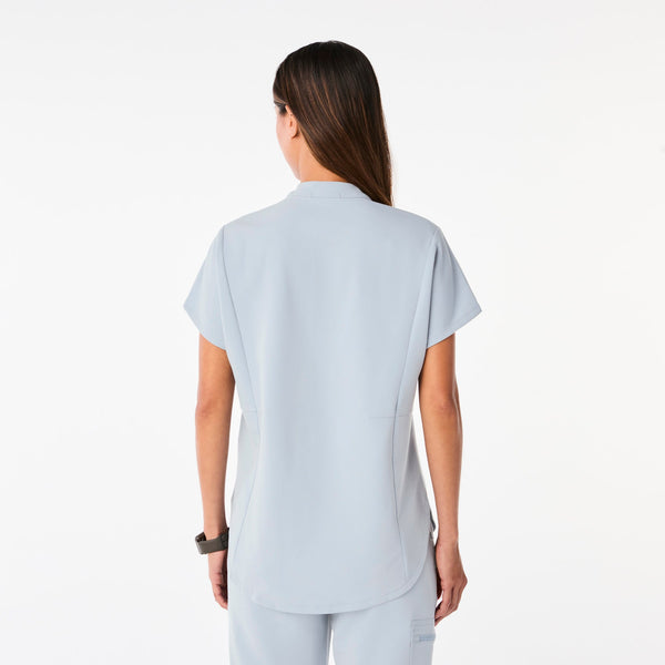 women's Dusty Blue Montex - Mock Neck Scrub Top