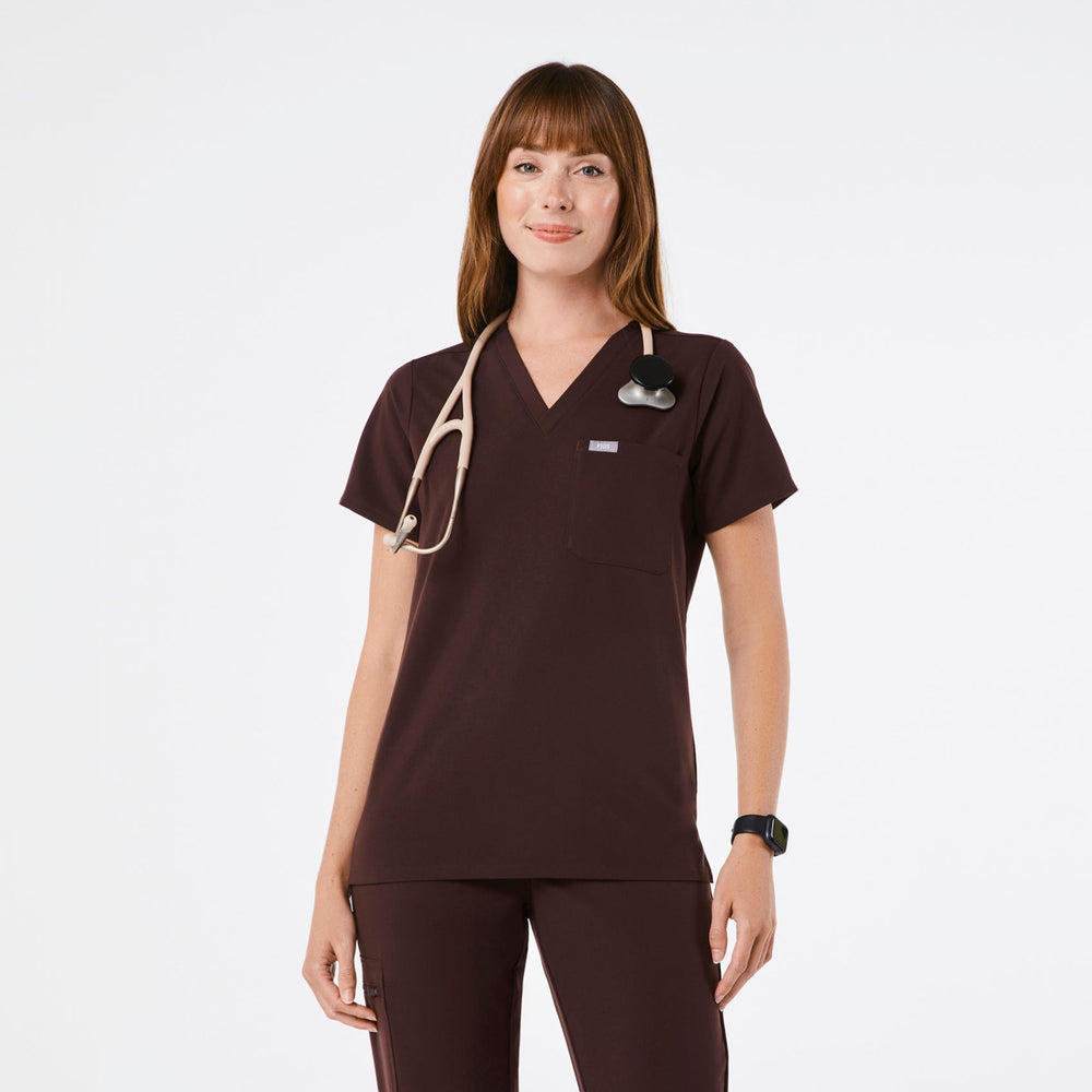 women's Espresso Catarina Petite - One-Pocket Scrub Top‚Ñ¢