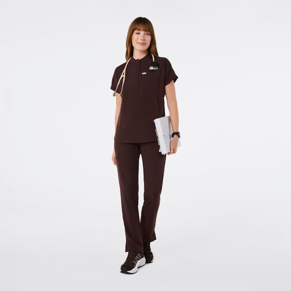 women's Espresso Montex - Mock Neck Scrub Top