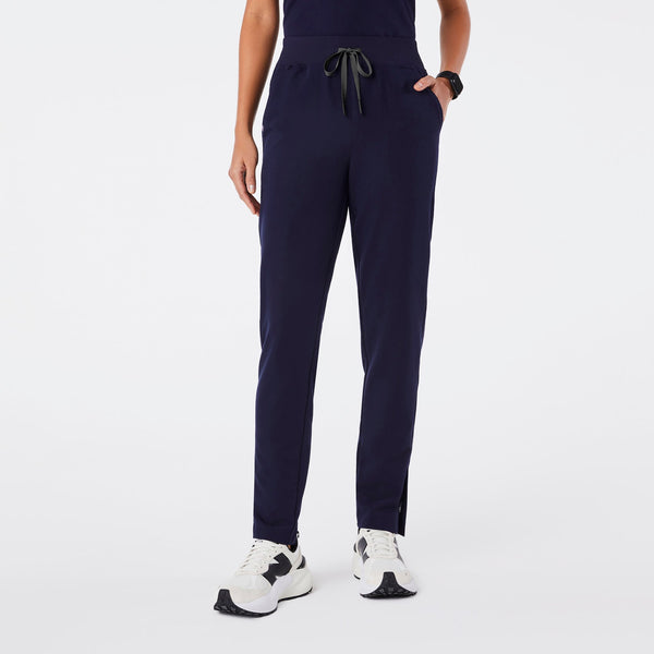 women's Navy High Waisted Bristol Petite Slim Tapered Scrub Pants