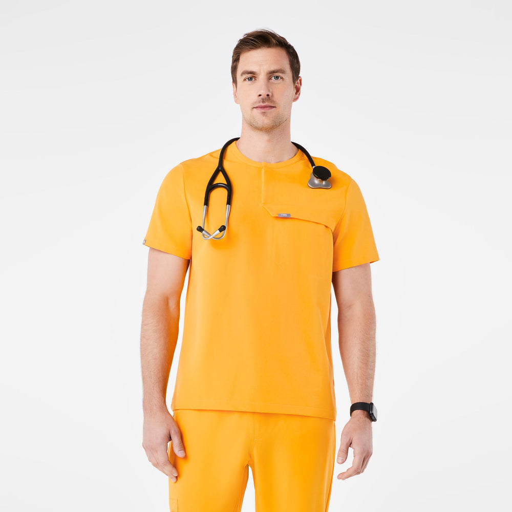 men's Emergency Yellow Corfield - Henley Scrub Top